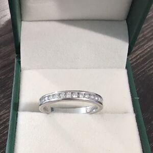 Sterling Silver Moissanite Channel-Set Band - Silver Ring Size 6.5